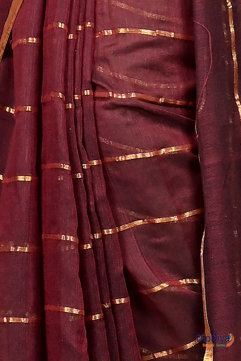 Maroon Mal Cotton Pari Hand Loom Saree (311)